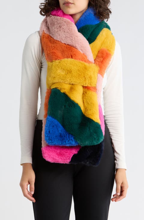 Faux Fur Rainbow Pull Through Scarf
