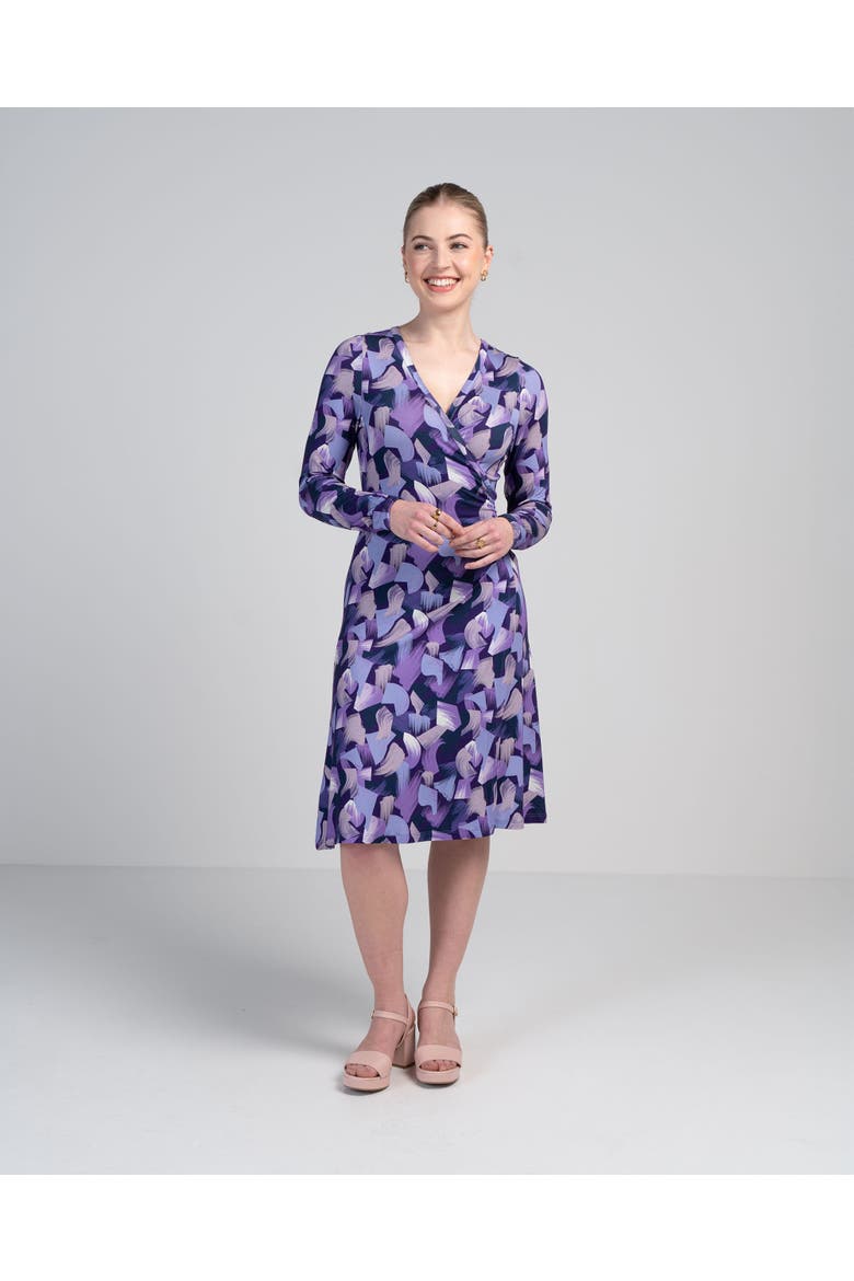 Long Sleeve Printed Wrap Dress, Main, color, Summer Geo