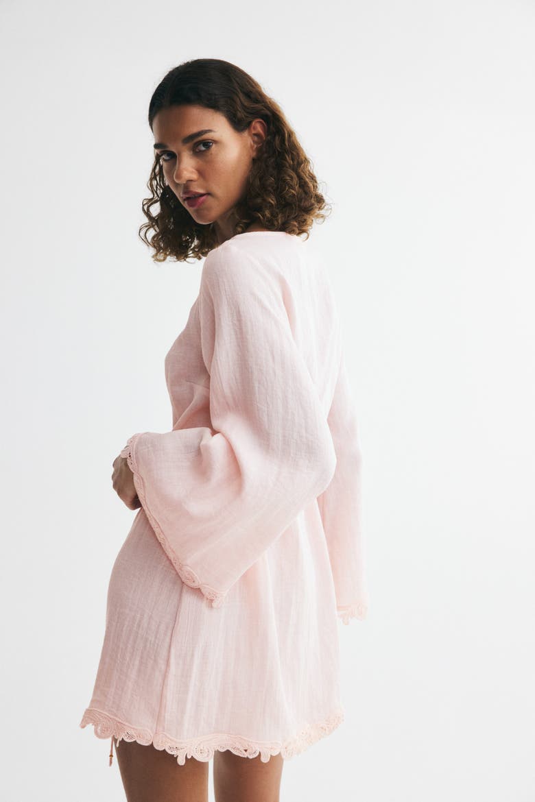 Lace-trimmed Dress, Alternate, color, Powder pink
