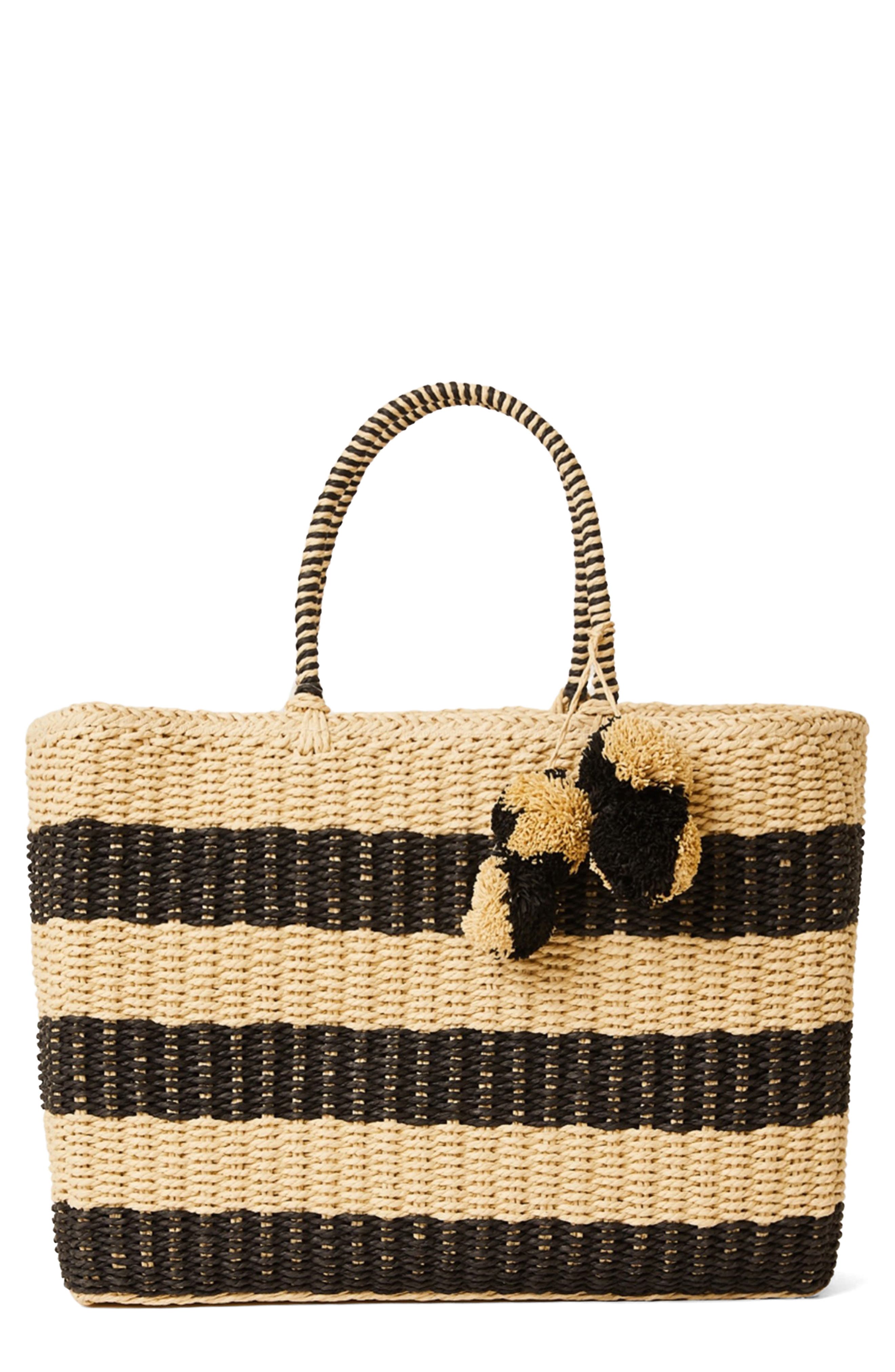 BTB Los Angeles Poppy Large Straw Tote, Main, color, 