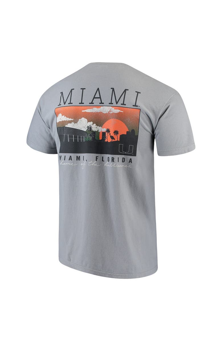 IMAGE ONE Men's Gray Miami Hurricanes Comfort Colors Campus Scenery T-Shirt, Alternate, color, 