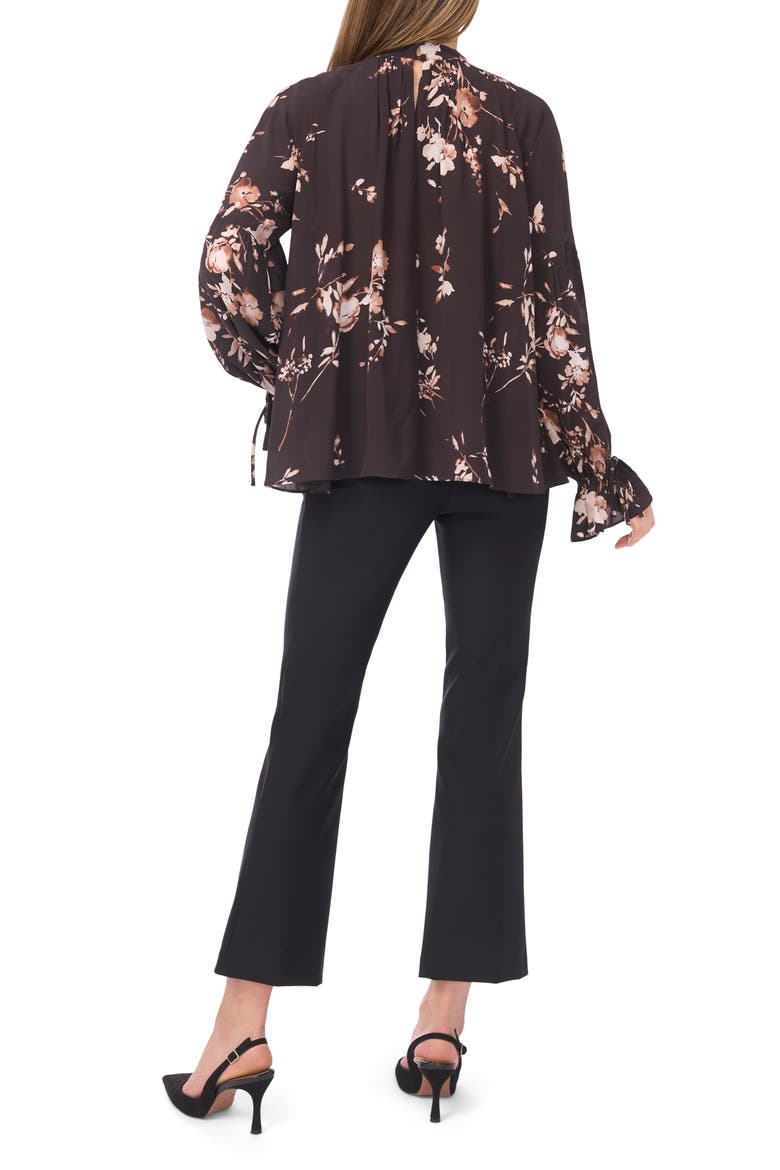 Fleur Tie Sleeve Top, Alternate, color, RICH BLACK