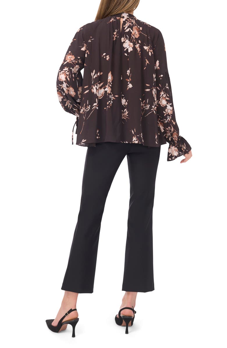 Ted Baker Fleur Tie Sleeve Top, Alternate, color, Rich Black