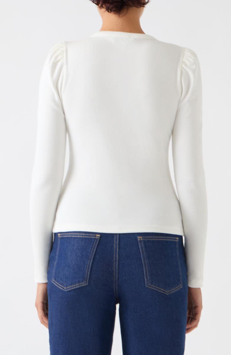 LK Bennett Carla Puff Shoulder Rib Top, Alternate, color, Ivory