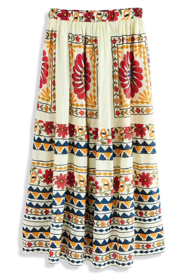 Floral Cotton Maxi Skirt, Alternate, color, NEUTRAL MULTI