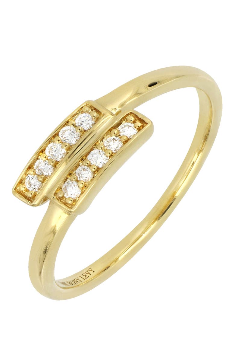 Bony Levy 18K Yellow Gold Pave Diamond Bypass Stacking Ring - 0.10 ctw, Main, color, 