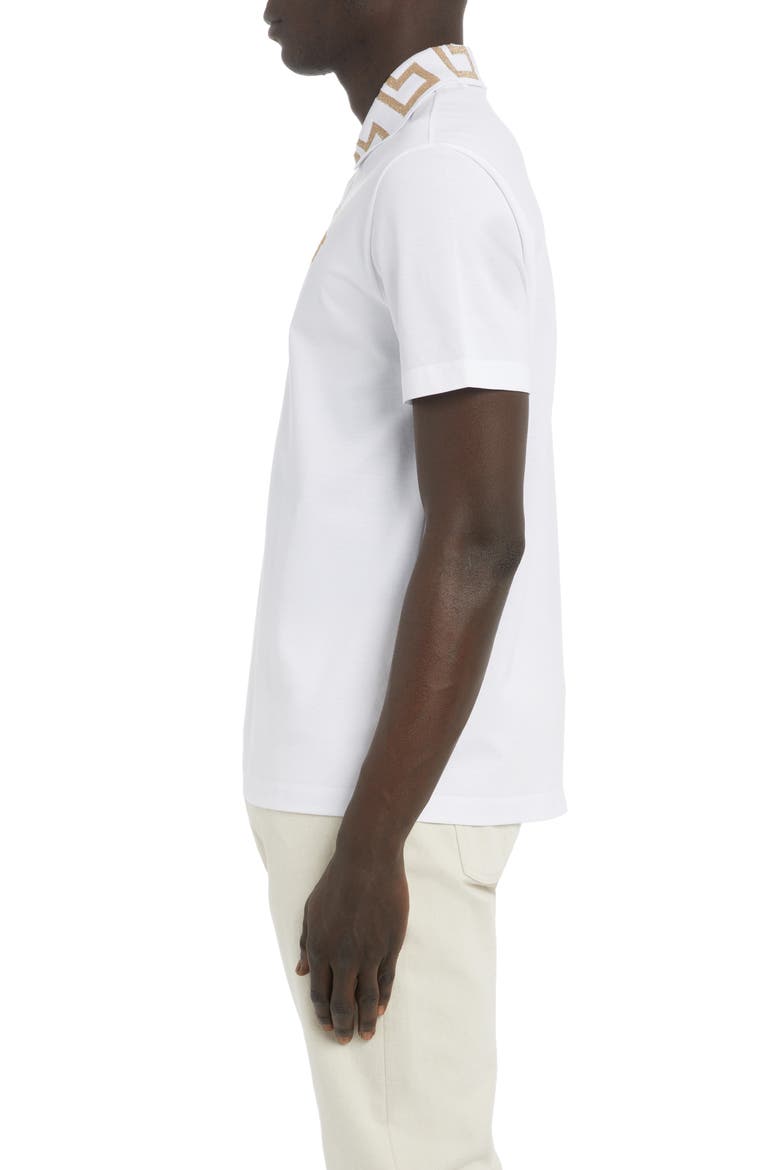 Metallic Greca Collar Piqué Polo, Alternate, color, 1W000-OPTICAL WHITE