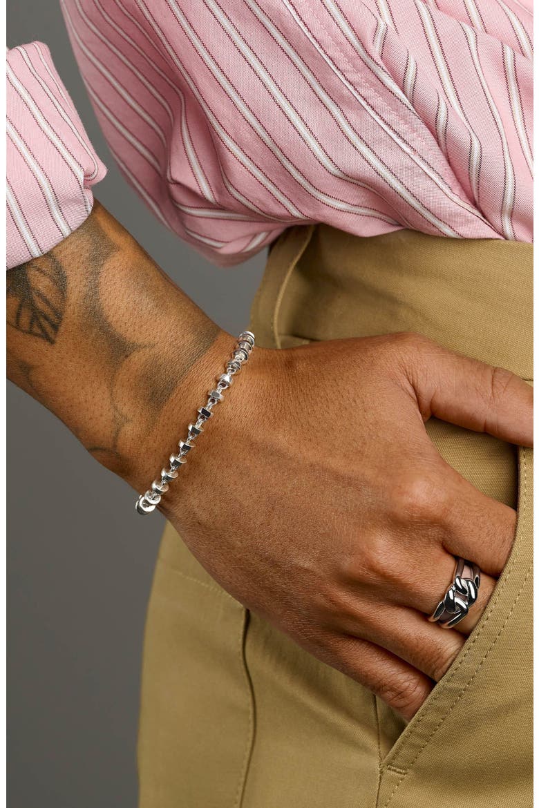 Round Link Bracelet, Alternate, color, Silver