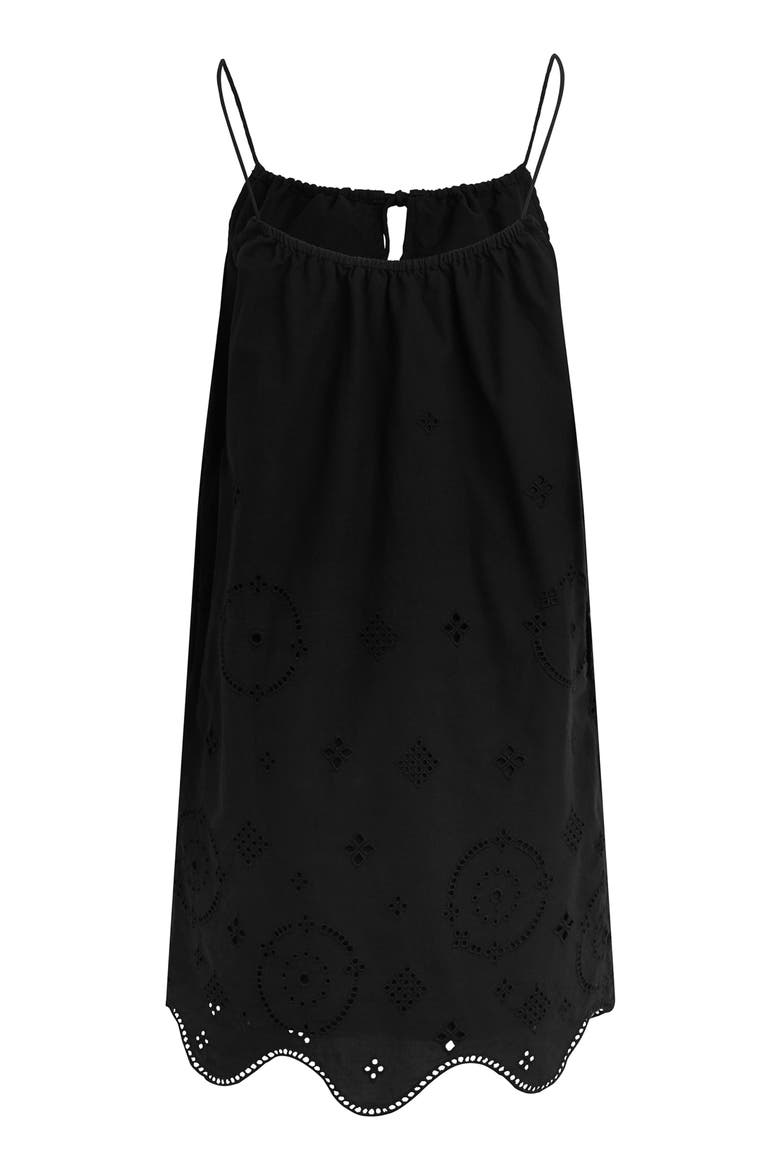 The Pretty Please Embroidered Hem Detail Cotton Minidress, Alternate, color, BLACK