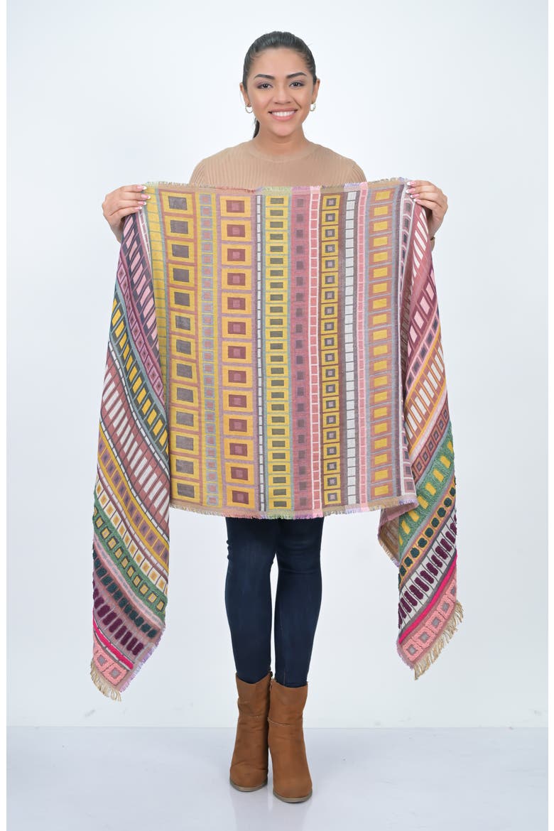 Embroidered Cotton & Wool Fringe Scarf, Alternate, color, MOSS GREEN