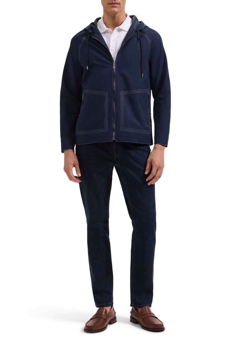 Bugatchi Hooded Jacket, Alternate, color, Navy