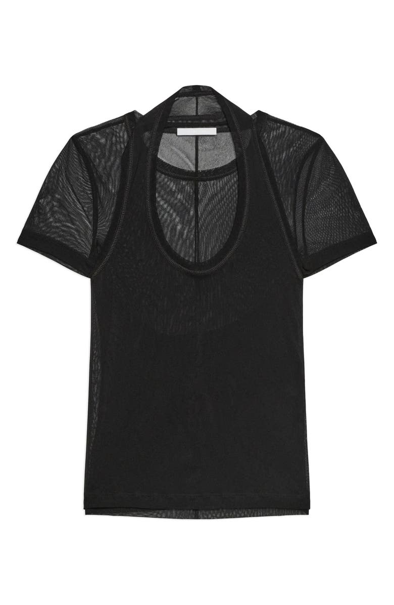 Helmut Lang Layered Mesh Top, Alternate, color, Black