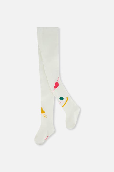 Ribbed Waistband Graphic Detail Knit Tights