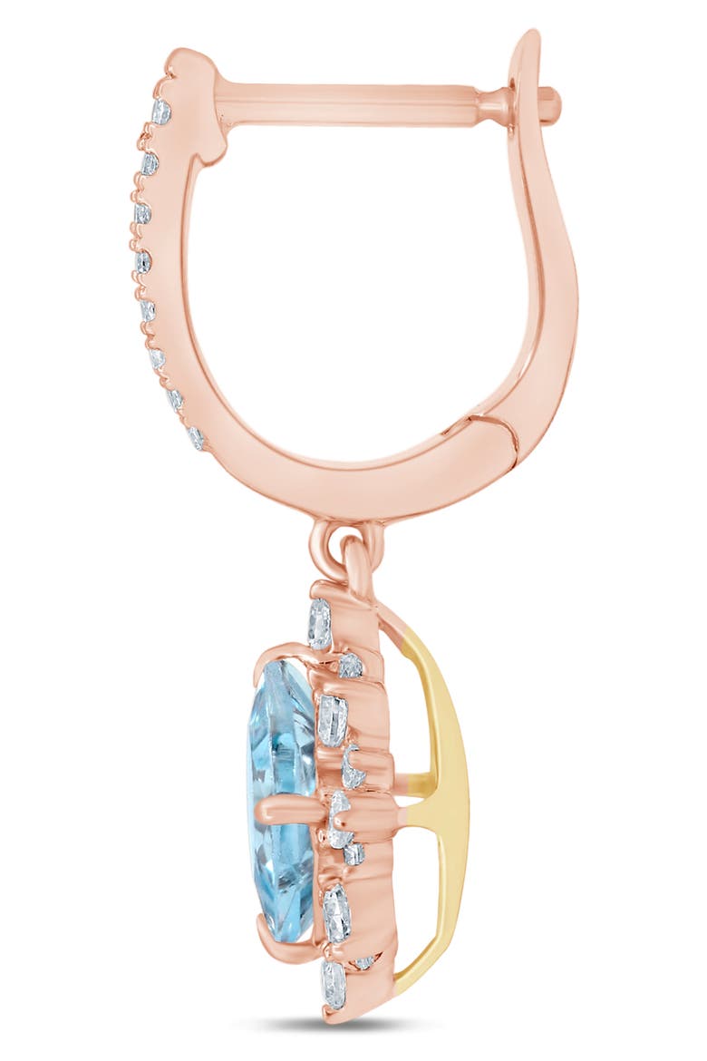 Princess Aquamarine & Diamond Dangle Earrings - 0.5ct., Alternate, color, PINK
