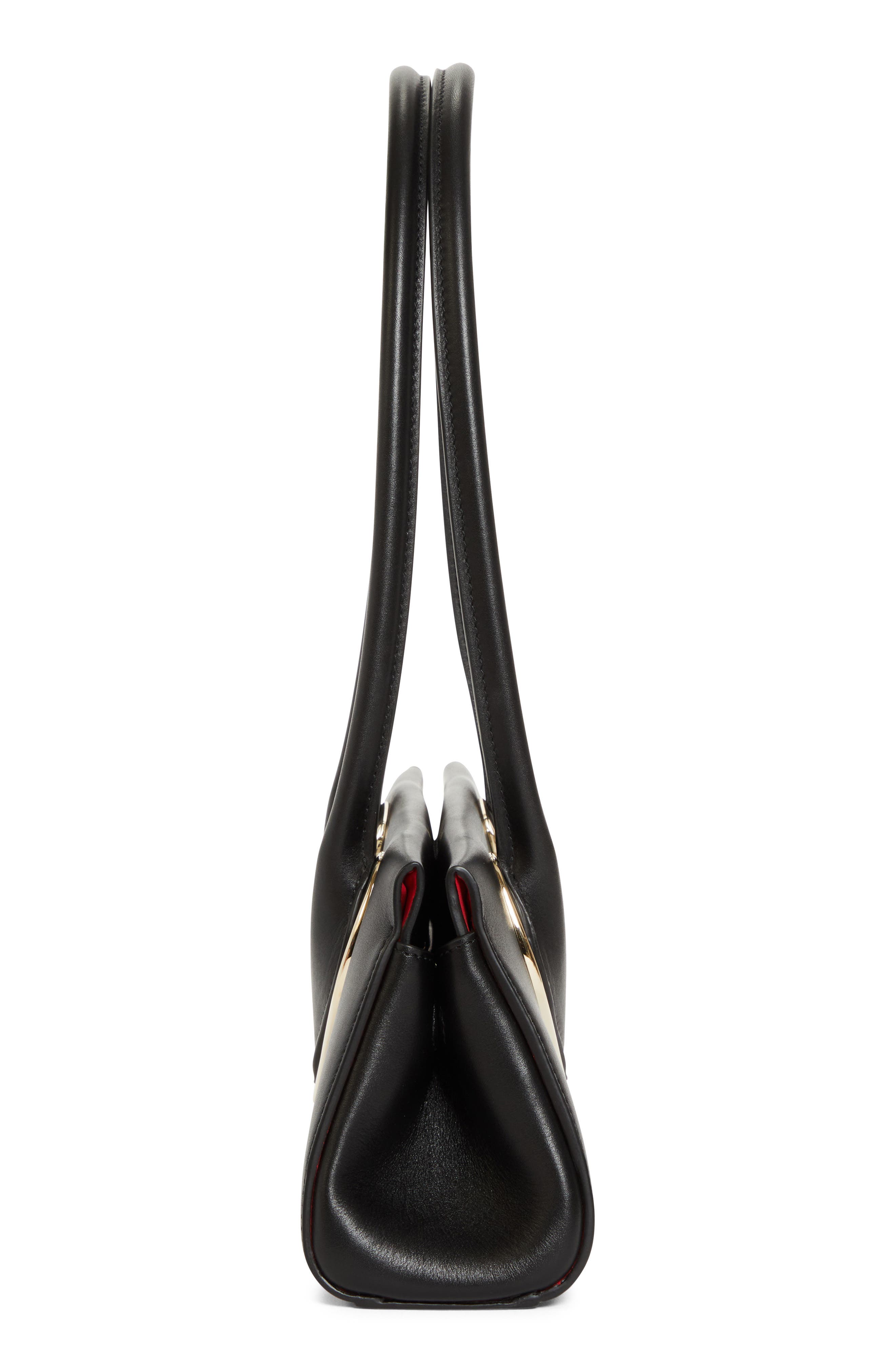 Christian Louboutin Calfskin Baguette Handbag, Alternate, color, Black