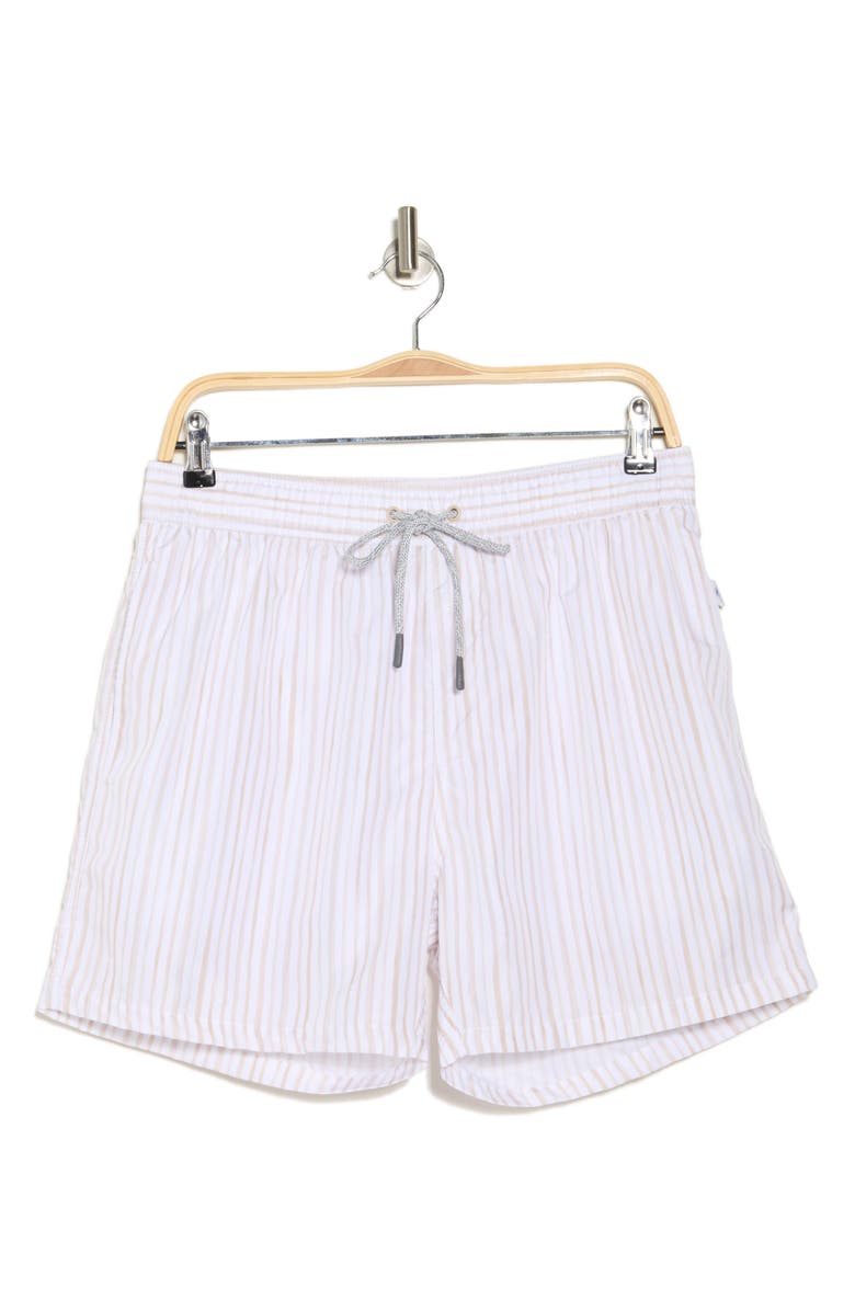 Vintage Summer Ponji Stripe Swim Trunks, Alternate, color, Tan