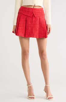 All in Favor Pleated Tweed Miniskirt