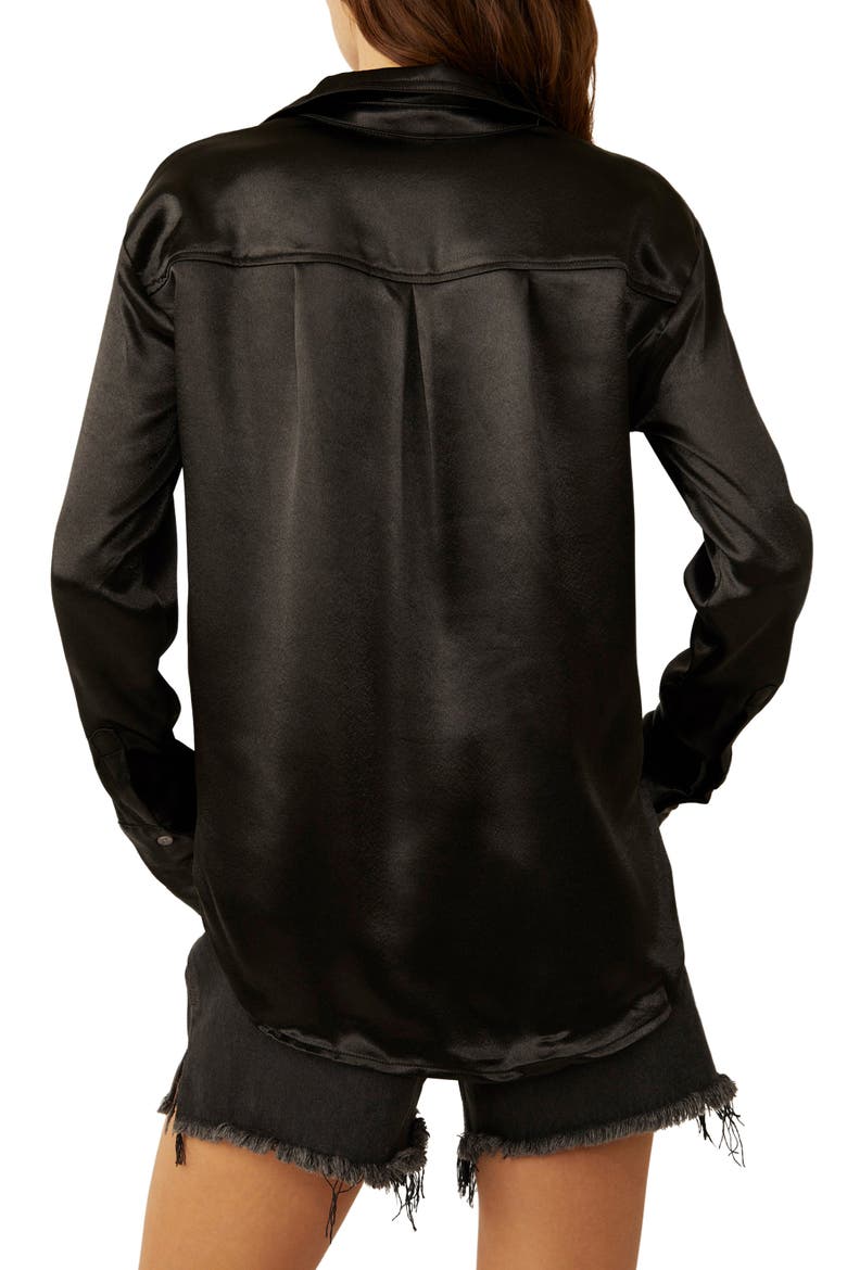 Shooting For the Moon Satin Shirt, Alternate, color, BLACK