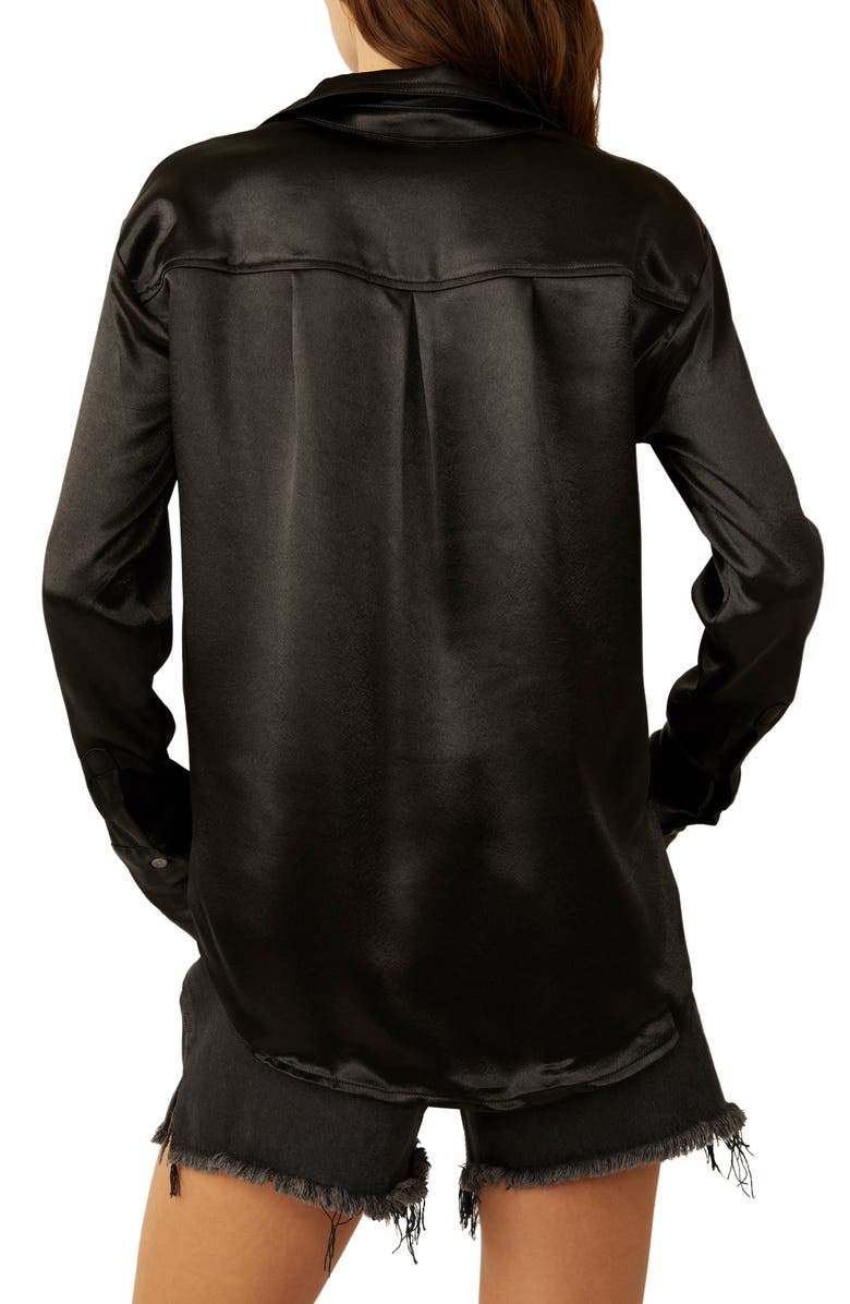 Free People Shooting For the Moon Satin Shirt, Alternate, color, 