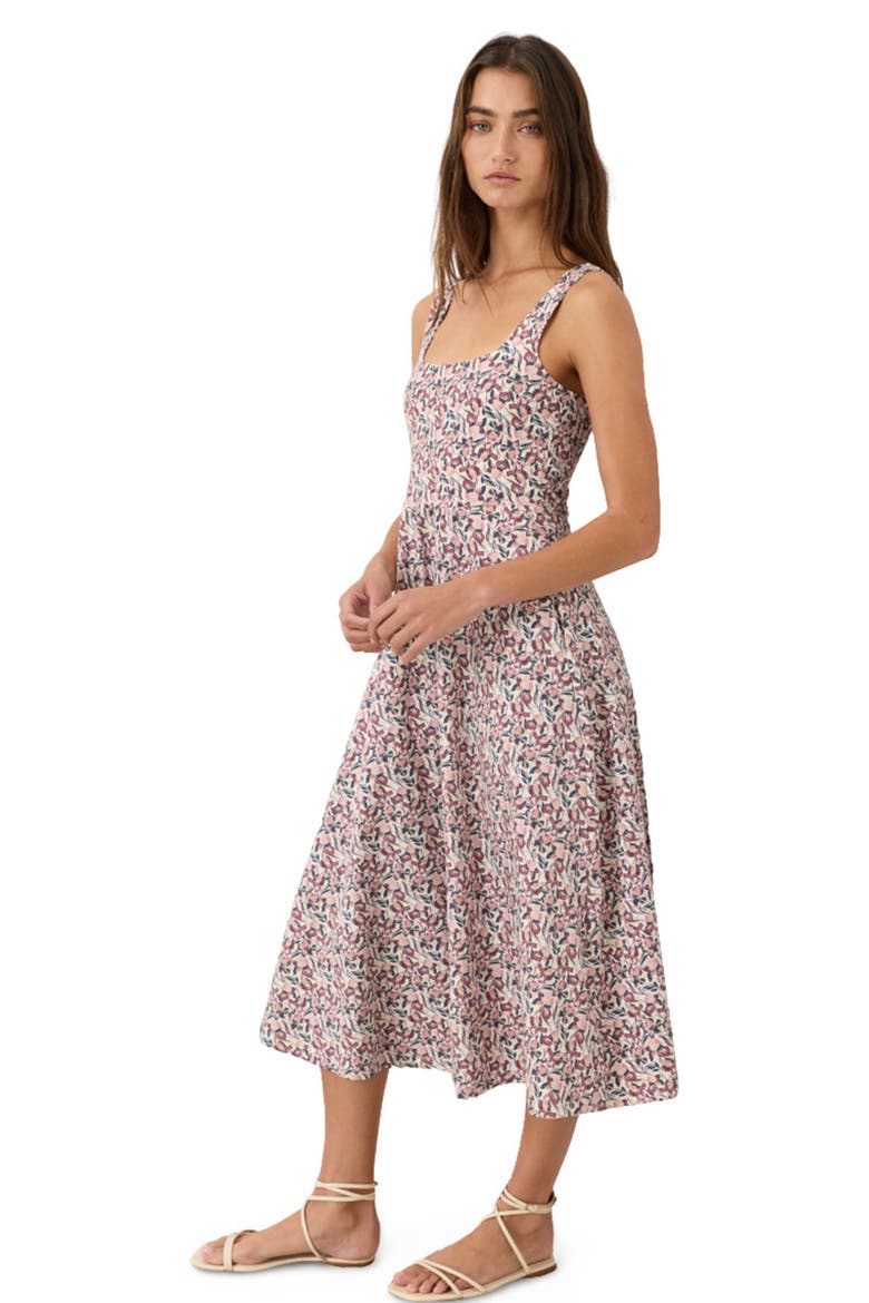 Fit & Flare Square Neck Dress Made With Organic Cotton, Alternate, color, Paradise Petals Cream