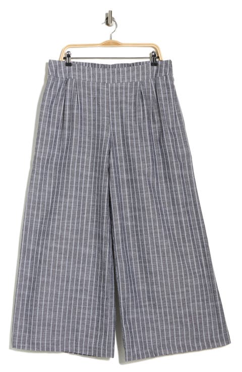 Tropical Print Wide Leg Pants (Plus)