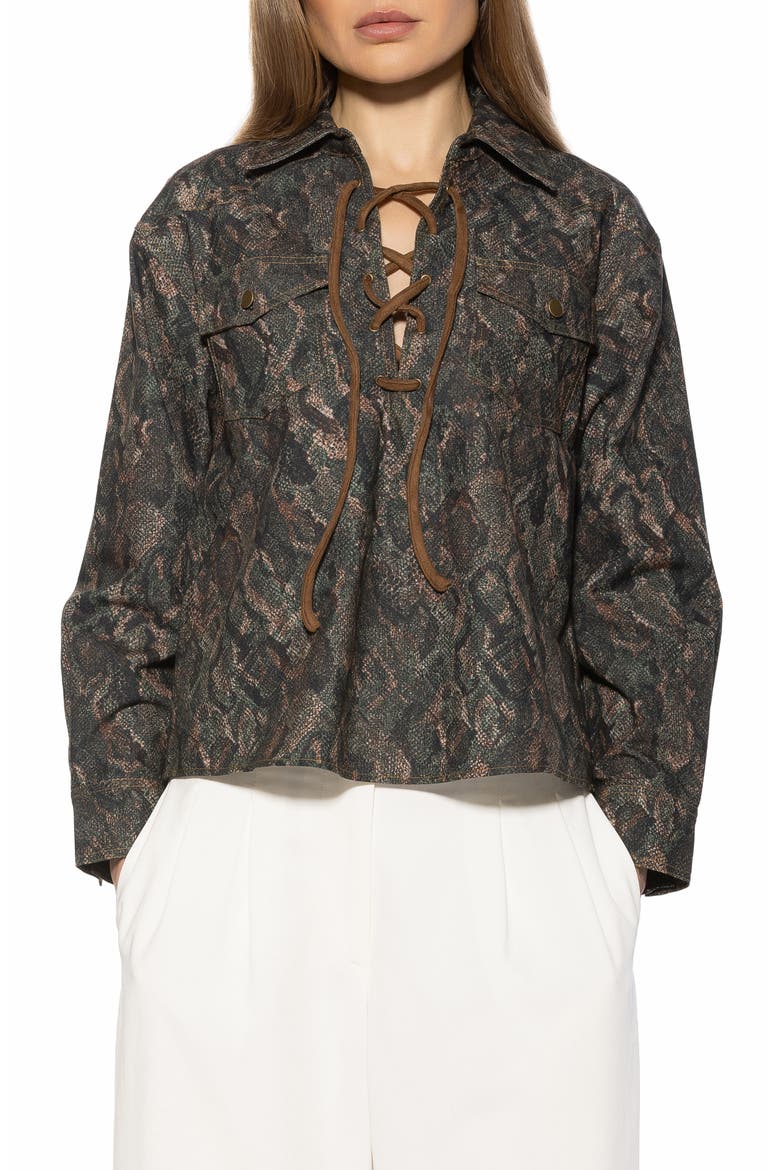 Thalina Lace-Up Western Shirt, Main, color, SNAKE