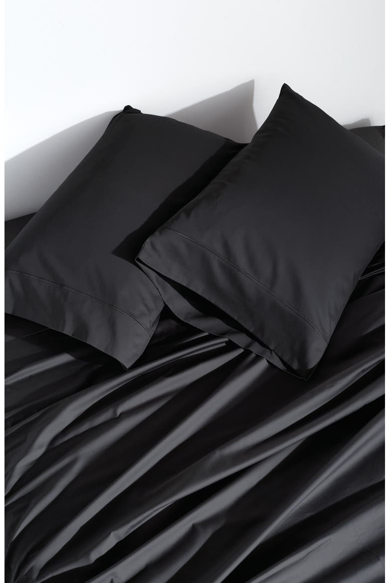 Indulgence Cotton & Silk Set of 2 Pillowcases, Alternate, color, BLACK