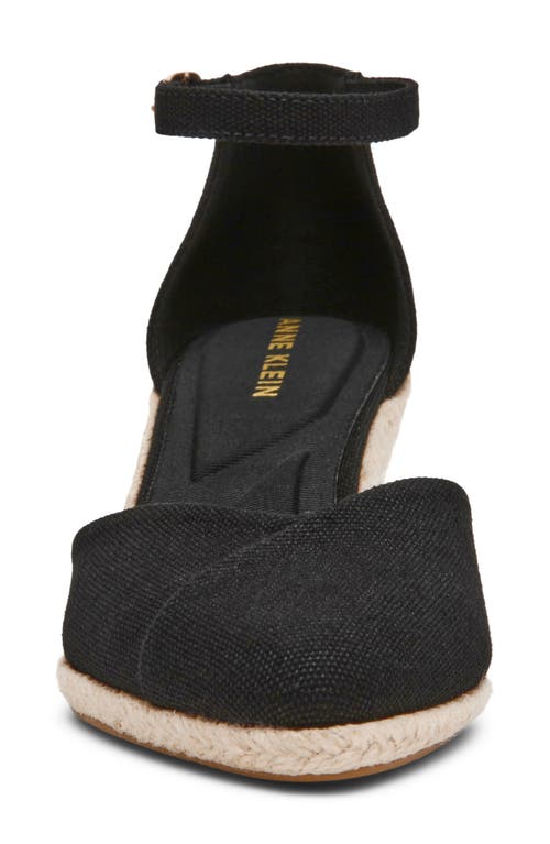 Anne Klein Wilmott Ankle Strap Espadrille Wedge Sandal In Black
