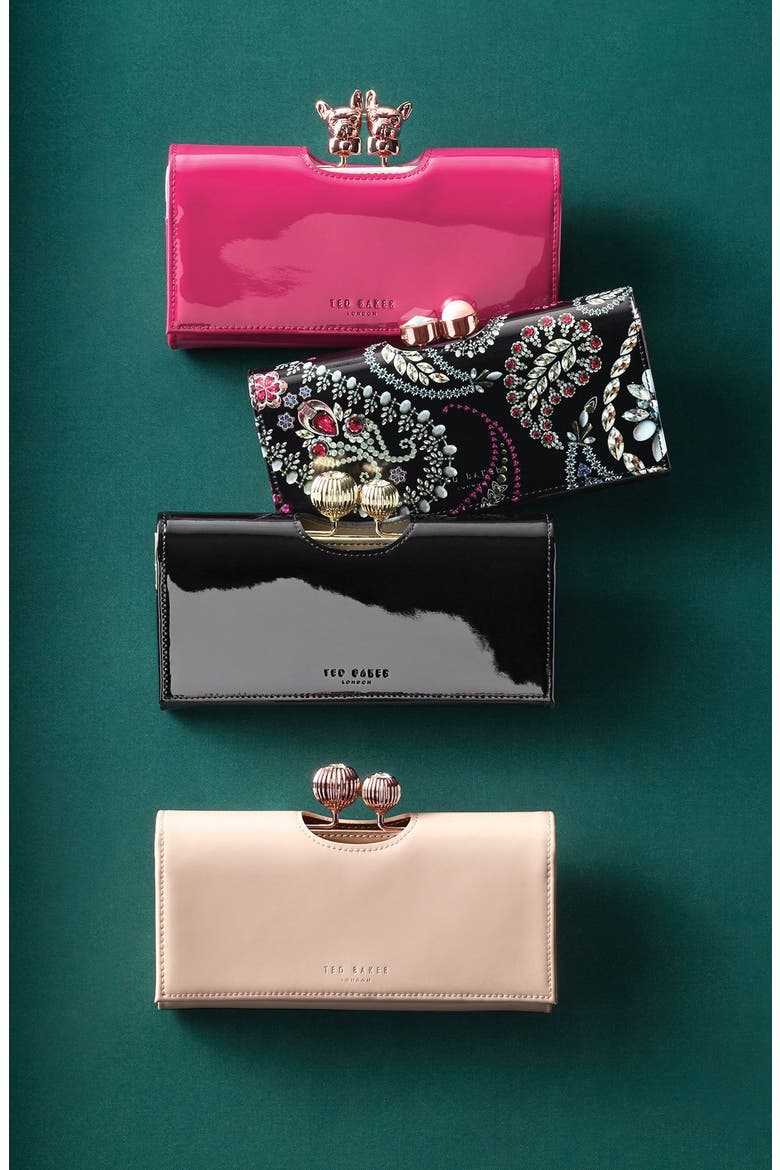 Bulldog Karrine Patent Leather Wallet, Alternate, color, BLACK