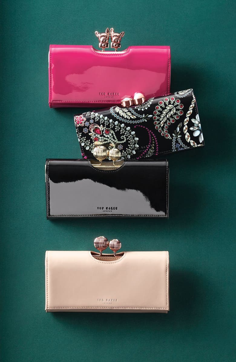 Ted Baker London Bulldog Karrine Patent Leather Wallet, Alternate, color,