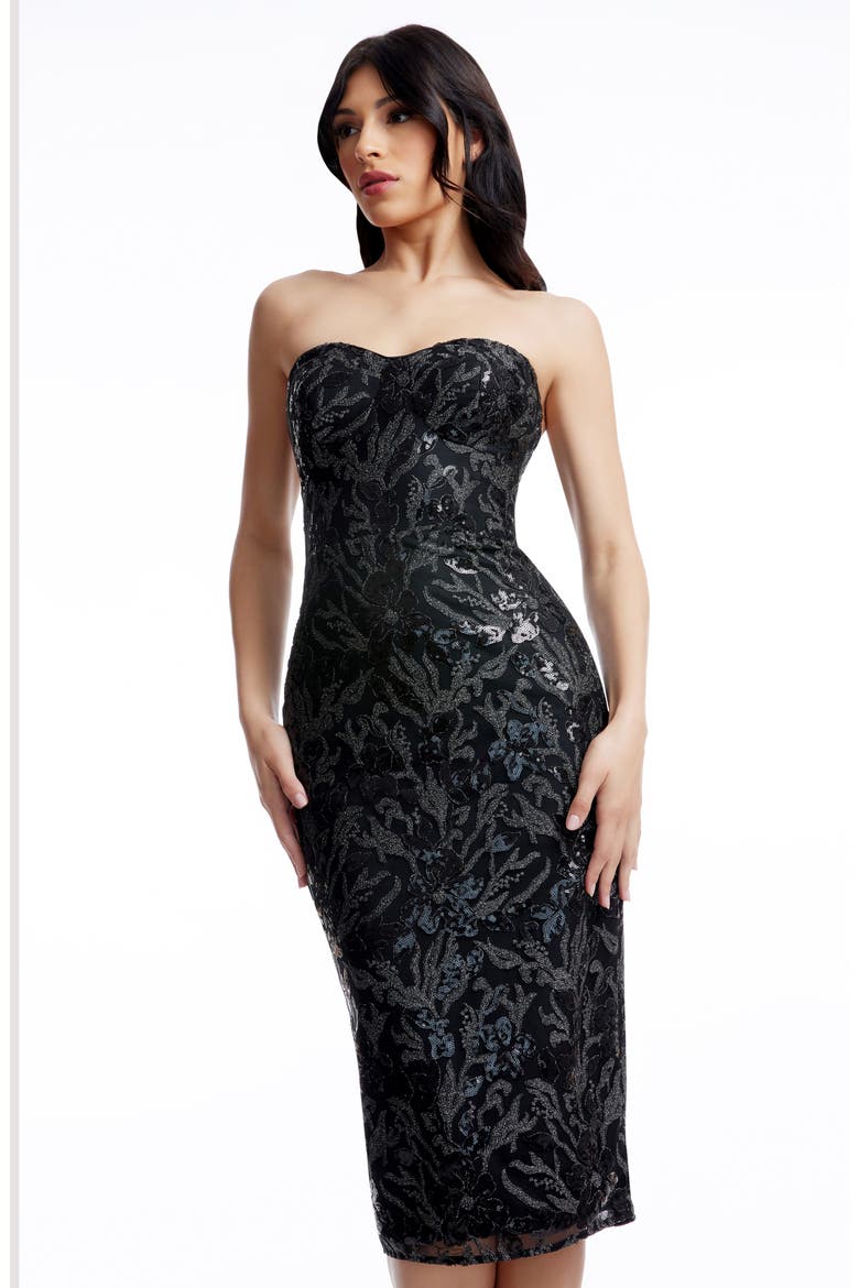 Irina Sequin Strapless Cocktail Dress, Alternate, color, BLACK MULTI