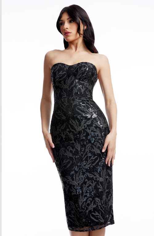 DRESS THE POPULATION DRESS THE POPULATION IRINA SEQUIN STRAPLESS COCKTAIL DRESS 
