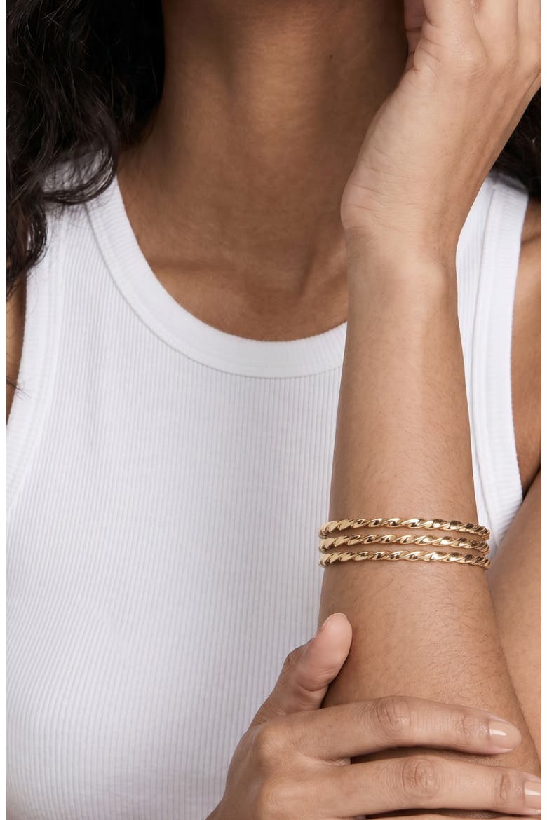 Set of 3 Twisted Bangle Bracelets, Alternate, color, GOLD