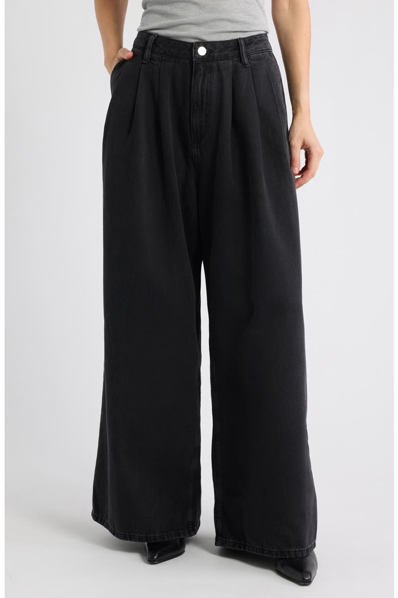 Axis Pleated Wide Leg Jeans, Main, color, BLACK