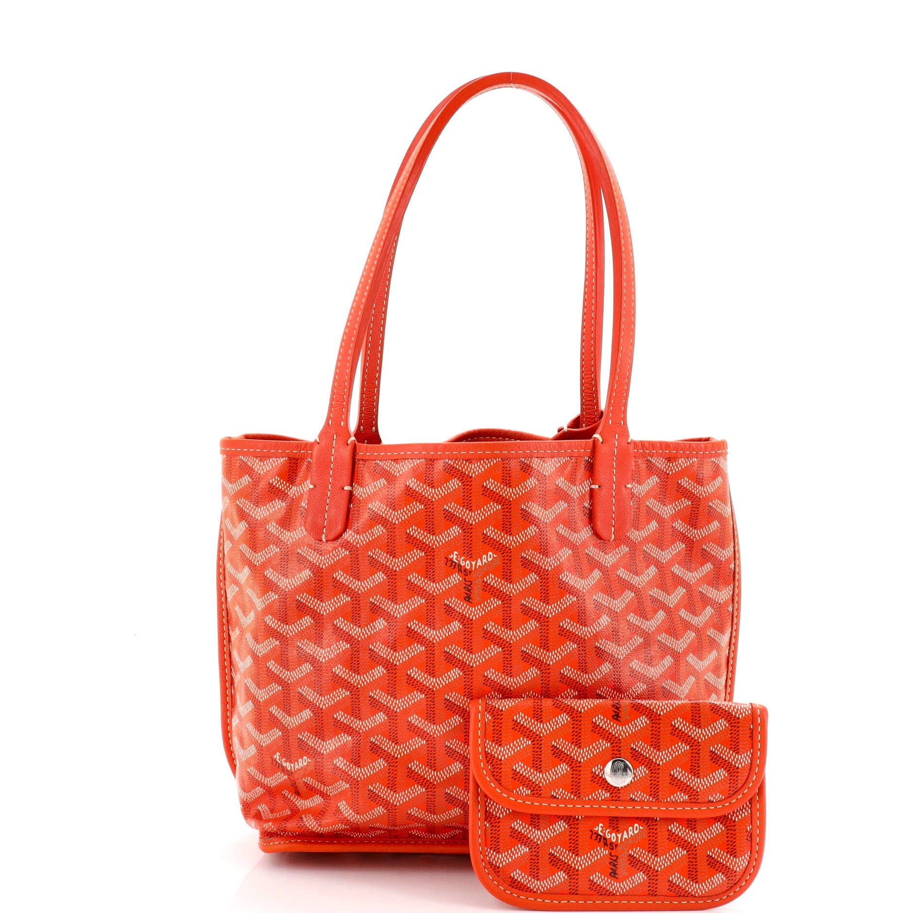 Pre-Owned Goyard Anjou Reversible Tote Coated Canvas Mini, Alternate, color, Orange