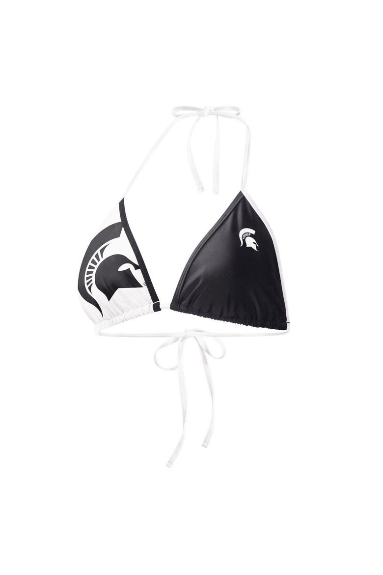Women's G-III 4Her by Carl Banks Black/White Michigan State Spartans Play Action Bikini Top, Main, color, Black