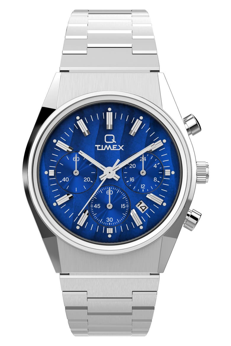 Q Timex Falcon Eye Bracelet Chronograph Watch, 40mm, Main, color, STAINLESS STEEL