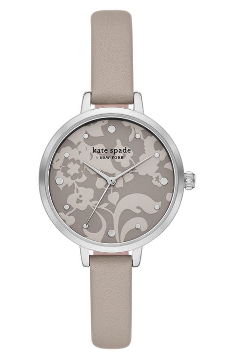 women's metro 3-hand quartz leather strap watch, 34mm