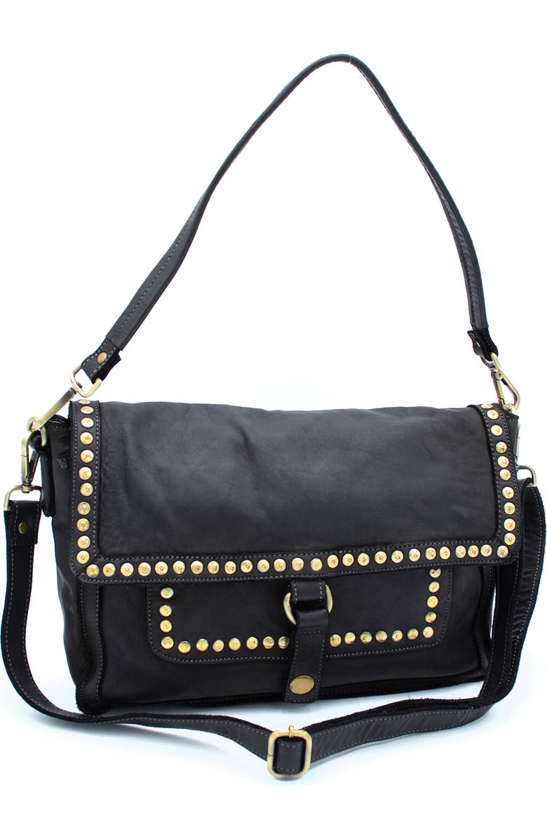 Bolsa Nova Emily Studded Shoulder Bag, Main, color, Black