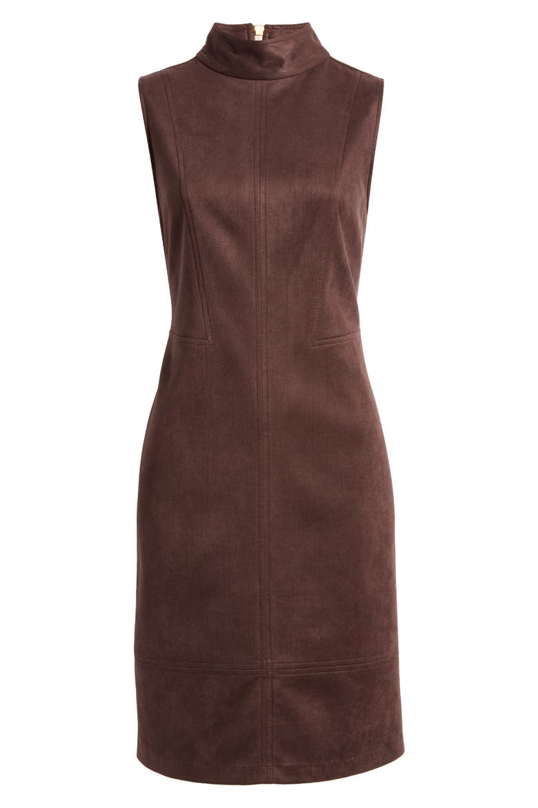 Mock Neck Sleeveless Dress, Alternate, color, DARK ROAST