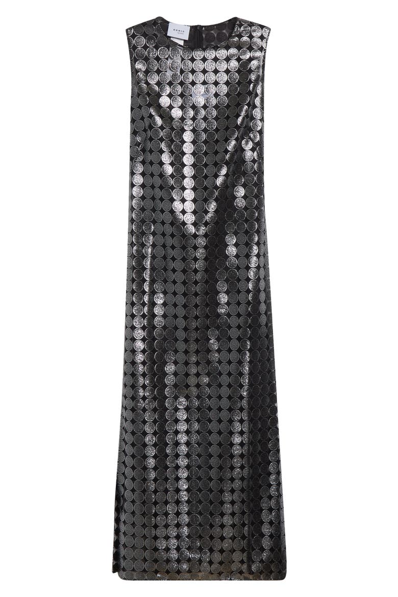 Metallic Dot Semisheer Sleeveless Dress, Alternate, color, BRUSHED STEEL