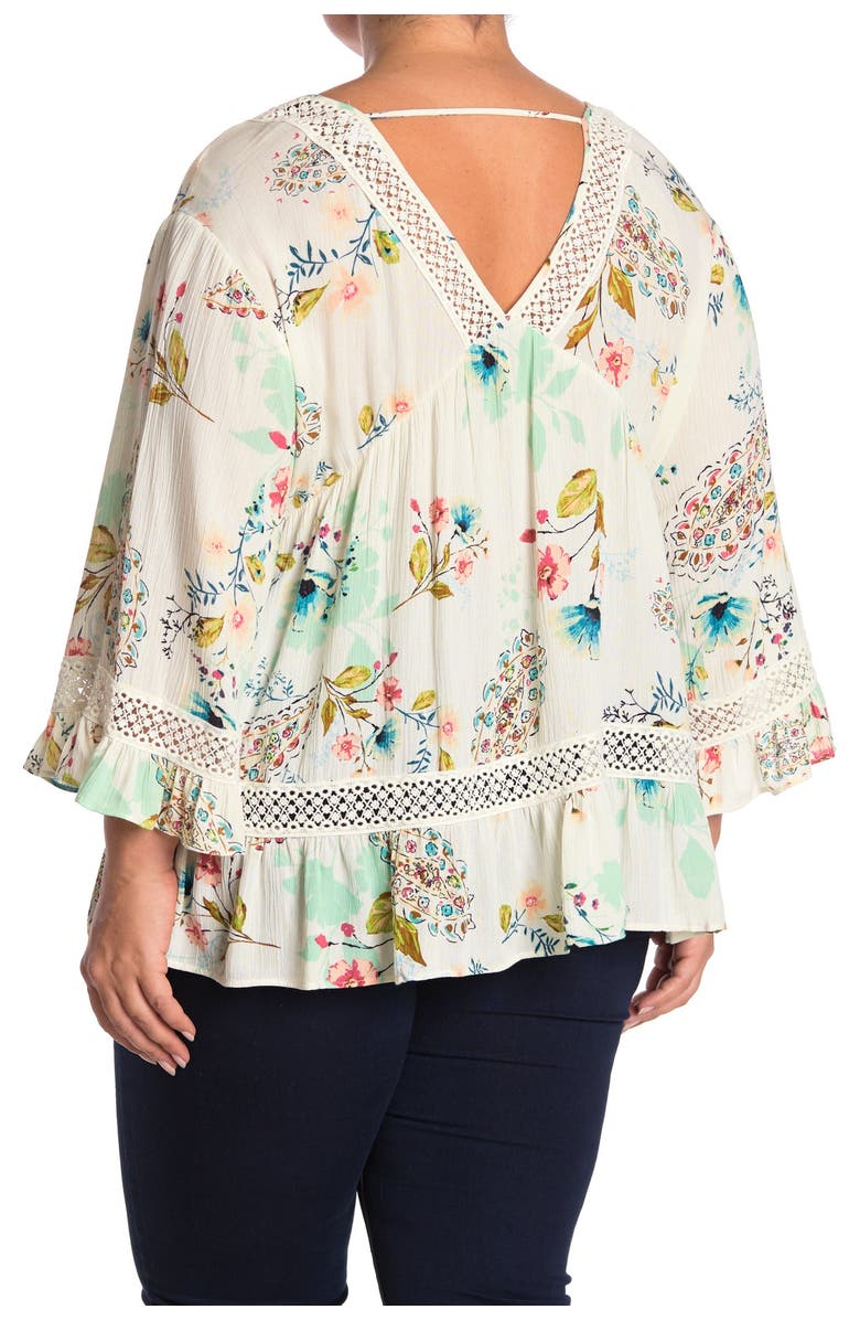 DR2 by Daniel Rainn Floral Bell Sleeve Boho Blouse, Alternate, color,
