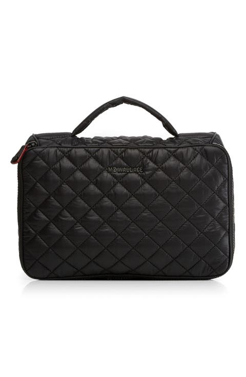Quilted Nylon Zip Cosmetics Pouch