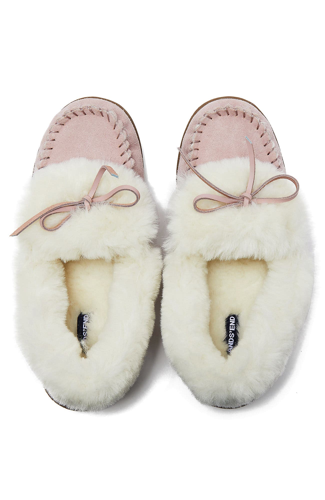 Fluffy Lined Indoor Outdoor Moccasin Slippers, Alternate, color, Cameo Rose Suede