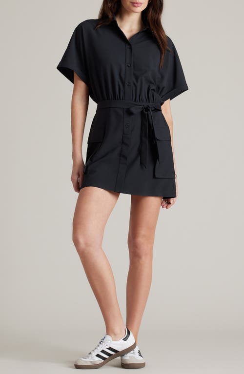 Shop Rhone Mirage Water Repellent Short Sleeve Mini Shirtdress In Black