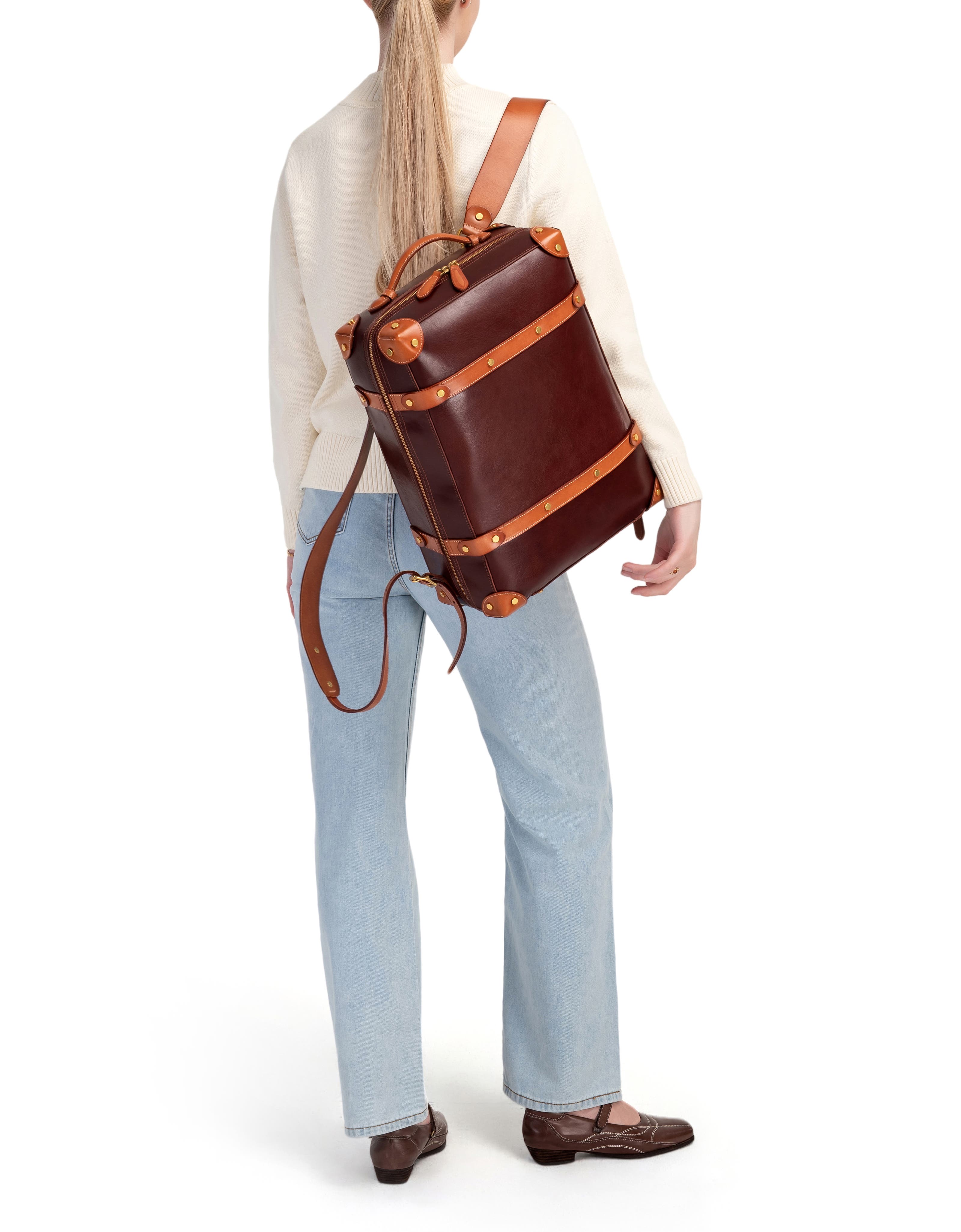 OLD TREND Speedwell Small Leather Trunk Backpack, Alternate, color, Brown