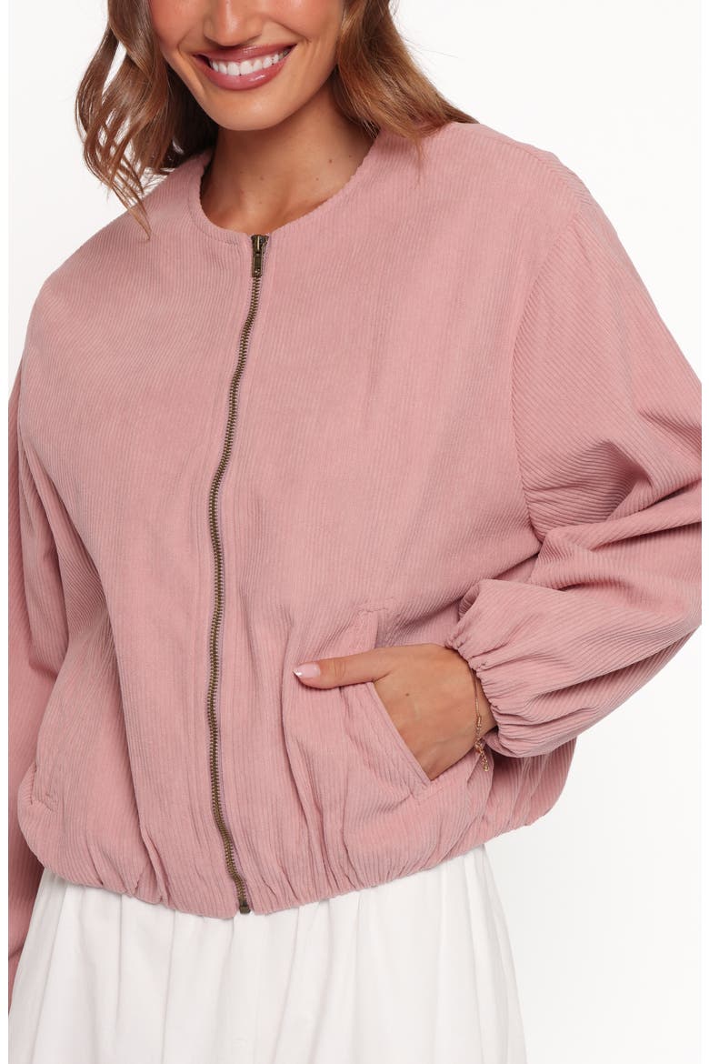 Elisa Cropped Corduroy Bomber Jacket, Alternate, color, DUSTY PINK CORDUROY