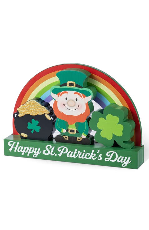 Set of 4 St. Patrick's Wooden Table Block