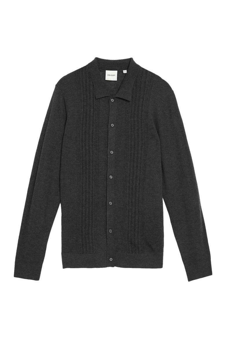 Long Sleeve Cable Knitted Shirt, Alternate, color, Charcoal Marl