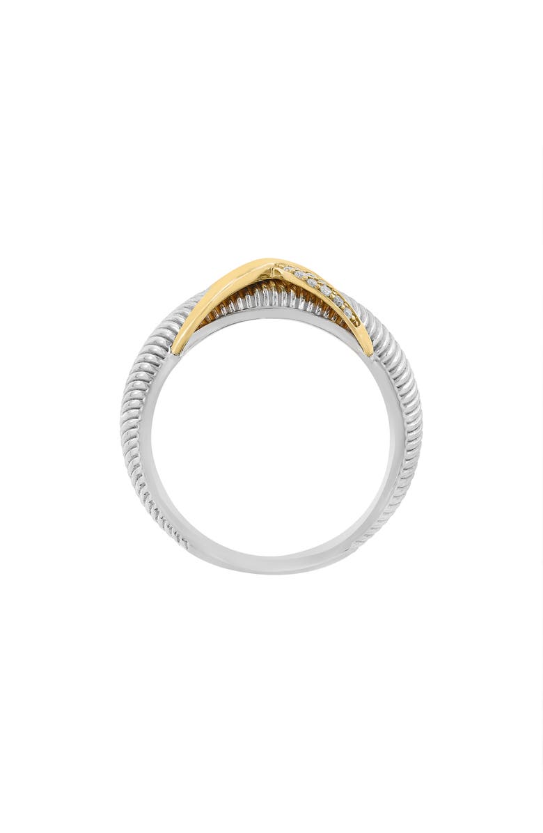 EFFY Two-Tone Pavé Diamond Textured Band Ring, Alternate, color, Gold